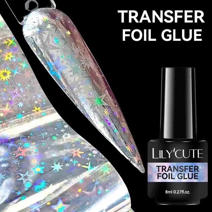 LILYCUTE 8ML feuille de transfert colle pour ongles étoilés vernis Semi-Permanant pour autocollant adhésif