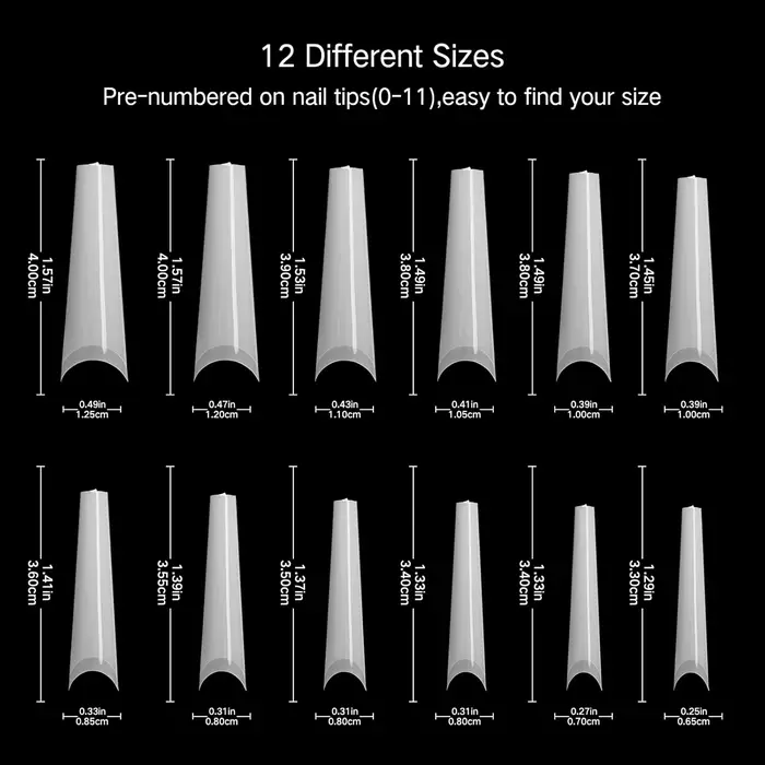 240 faux ongles longs transparents en forme de cercueil
