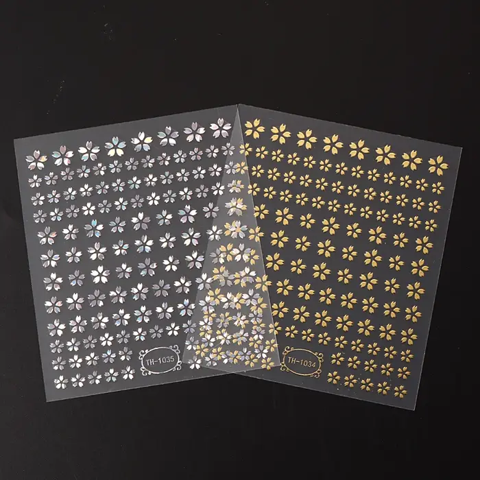 Autocollant Laser 3D fleur Sakura pour ongles