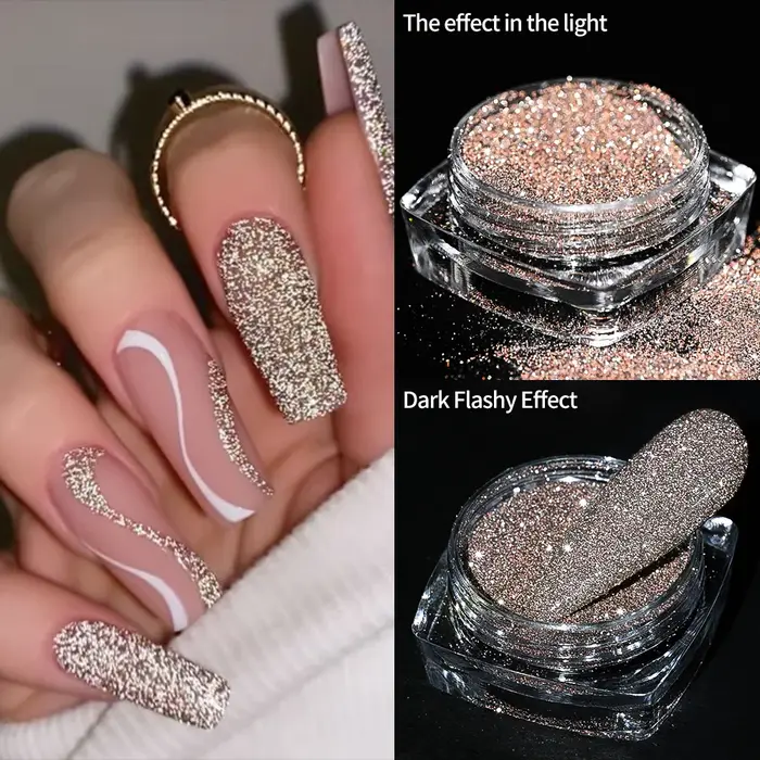 1.5g/pot blanc flocon de neige sucre poudre à ongles mer scintillant sel cristal diamant Pigment poussière bricolage hiver noël manucure décor F