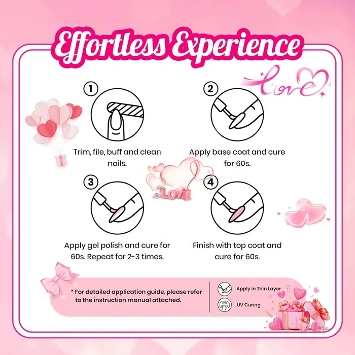 Lot de 6 vernis gel pour la Saint-Valentin