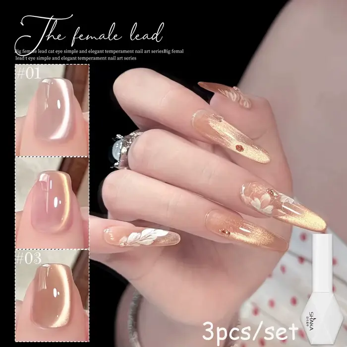 SHAKA 1-16 pièces Flash Pure Lust Golden Light Heroine Cat Eye Gel Polish Whitening Ice Transparent Autumn High-end Nail Art