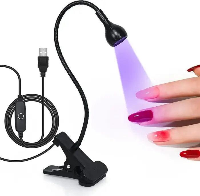 Sèche-ongles lumière UV lampe à ongles 395nm longueur d'onde Clip-on bureau Mini USB