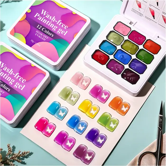 Pat Nail Gel Solidd Painted Blush Stick 12 Couleurs Dégradées Multi-usages Longue Durée Palette de Peinture Pat Gel