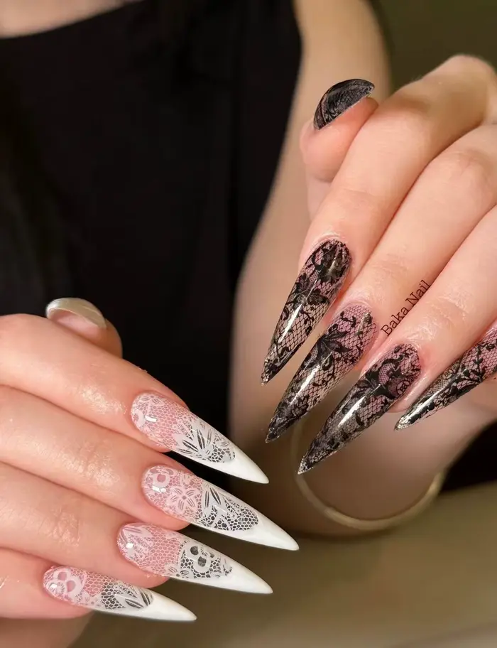 10 Rouleaux 2, 5*50cm Nouvelle Feuille de Transfert Dentelle Noire et Blanche pour Nail Art
