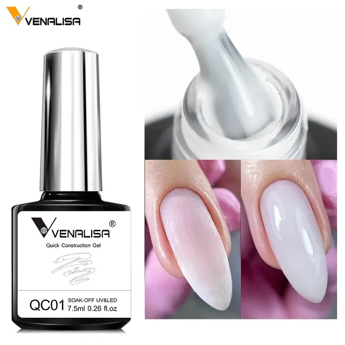 VENALISA 7,5 ml Gel de construction rapide, vernis à ongles gel semi-transparent, gel de trempage renforcé