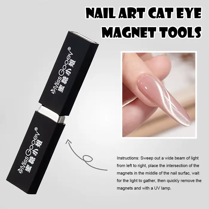 Outil magnétique puissant à double tête pour effet œil de chat, avec capuchon de protection, pour ma