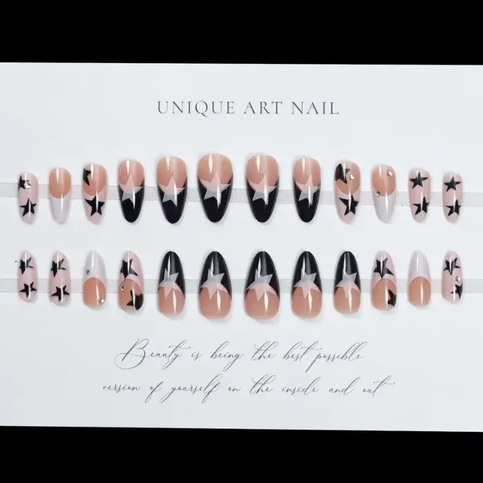 24 pièces strass ongles aiguilles pour filles longue presse