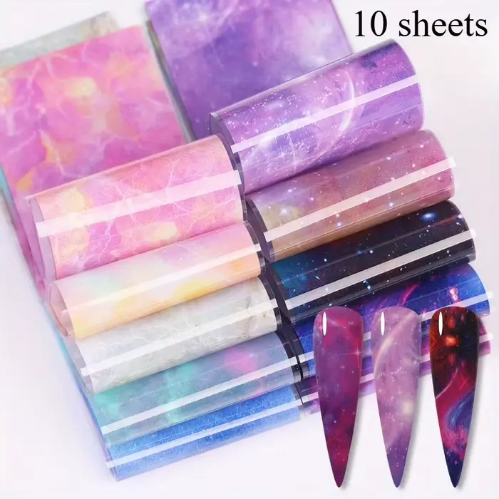 Autocollant 3D ciel nocturne galaxie 1.57x7.87 pouces pour Nail Art, curseur auto-adhésif Ultra-fin,