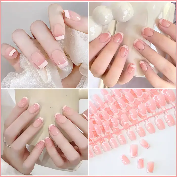 Faux ongles français en forme de cercueil