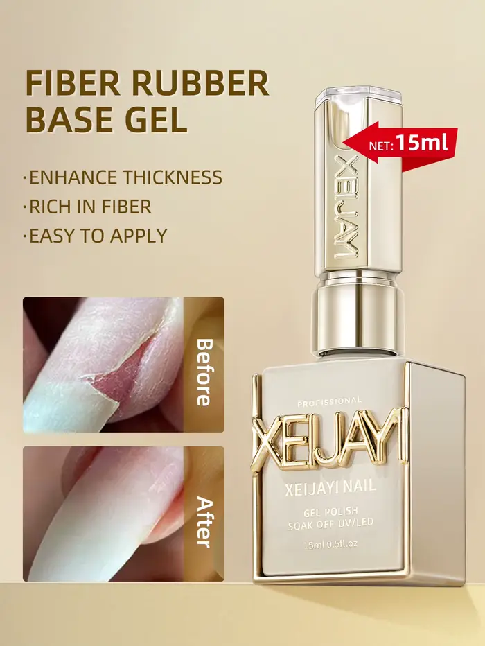Vernis à ongles Gel à Base de caoutchouc en Fiber de 15ml, 1 pièce, démarreur pur à tremper, sans li