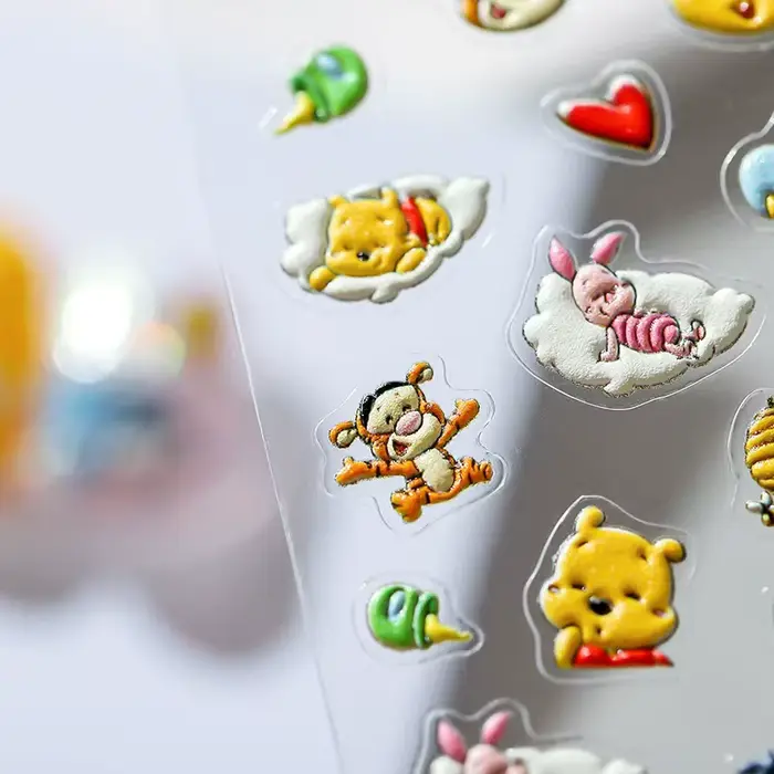 Autocollants pour ongles en relief 5D, nouveau dessin animé Disney Winnie l'ourson, autocollants à p