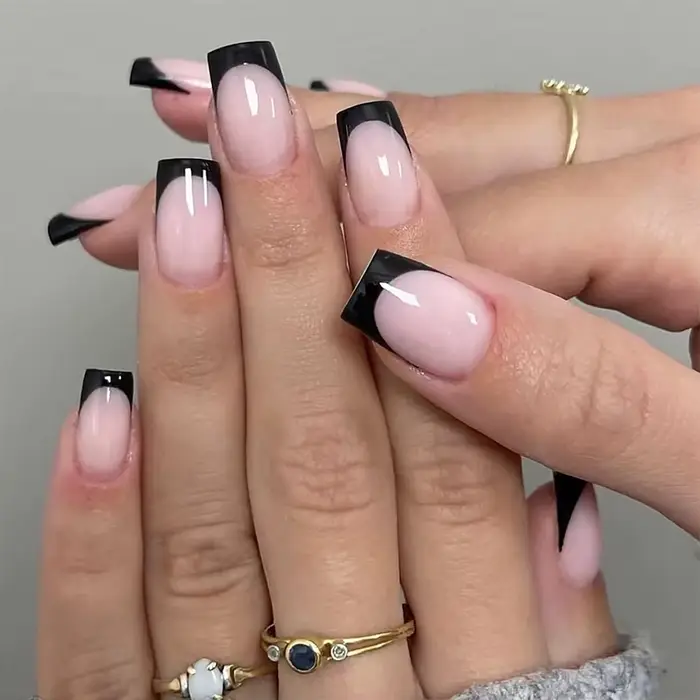 48 pièces-ongle pointu de Style français avec ongle d'orteil