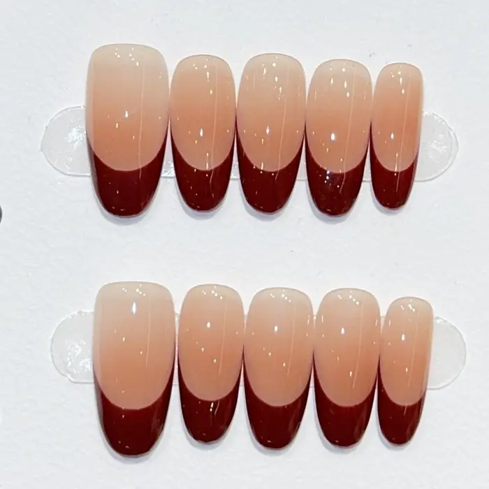 10 pièces presse à la main sur les ongles couverture complète strass Design français amande faux ongles artificiels portable manucure ongles conseils Art
