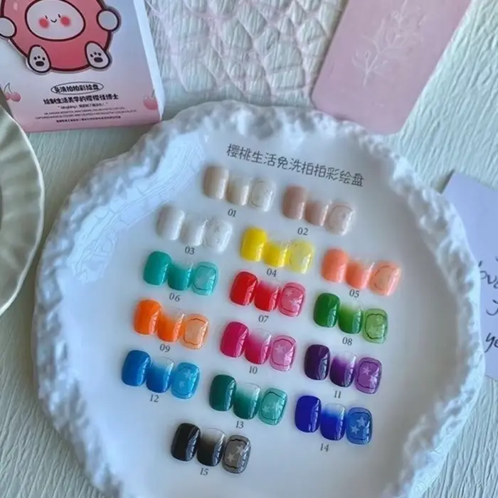 Palette de 15 couleurs de gel à ongles à texture mate 4-en-1 pour dégradé et transfert de motifs