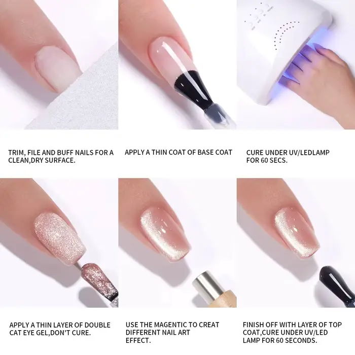 1/6 pièces Nail Art Super brillant rose Satin oeil de chat Gel pour ongles magnétique