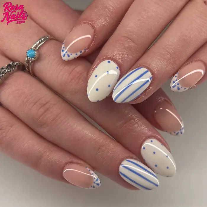 Fruit Stripe Nail Art Presse sur ongles Pressons faits à la main mignon court amande peint