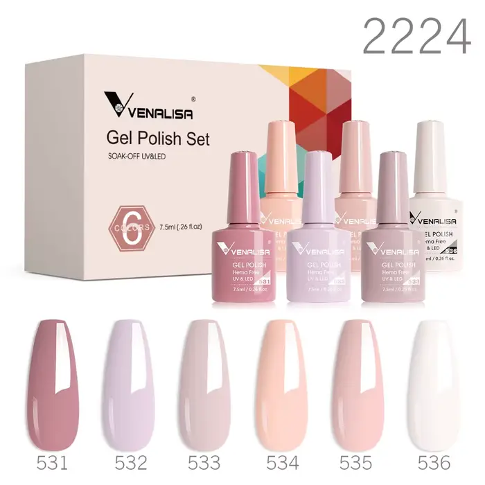 6 pièces/ensemble VIP5 Venalisa Gel vernis à ongles HEMA gratuit gelée rose couleur nue