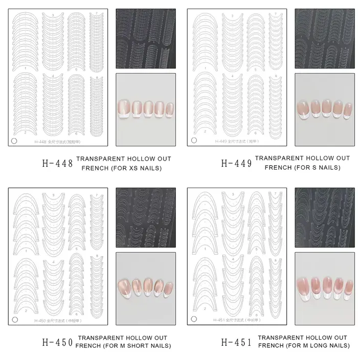 Autocollants pour ongles français tendance, taille réelle, transparents, outils auxiliaires, autocol