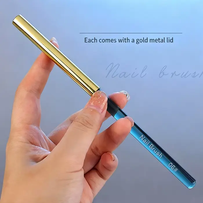 Ensemble de 12 pinceaux à ongles bleu cristal