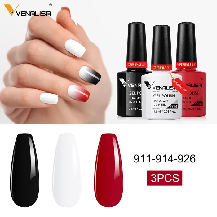 Venalisa 3 pièces/kit magnifique Kit de vernis à ongles de couleur tremper UV LED