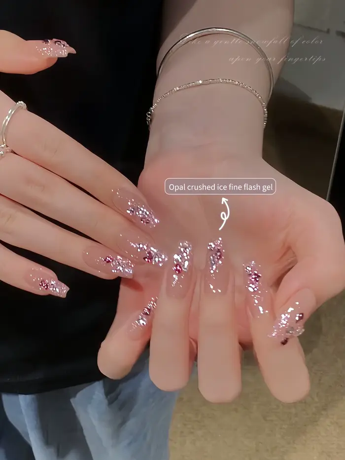Gel à ongles scintillant effet glace pilée opale 10 ml