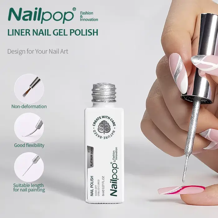 NAILPOP Gel vernis à ongles Liner 8ML 5 couleurs Nail Art peinture Gel pour pointes françaises tourbillons bricolage manucure tremper UV Curure avec brosse