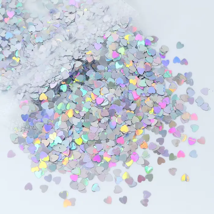 Paillettes Holographiques pour Ongles, Brillantes, en Forme de Cœur, Amour Doux, Flocons 3D, N64, Ma
