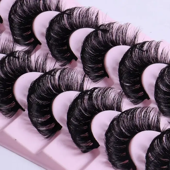 10 paires de cils à bande russe DD Curl cils 3D cils réutilisables moelleux faux cils Extensions rus