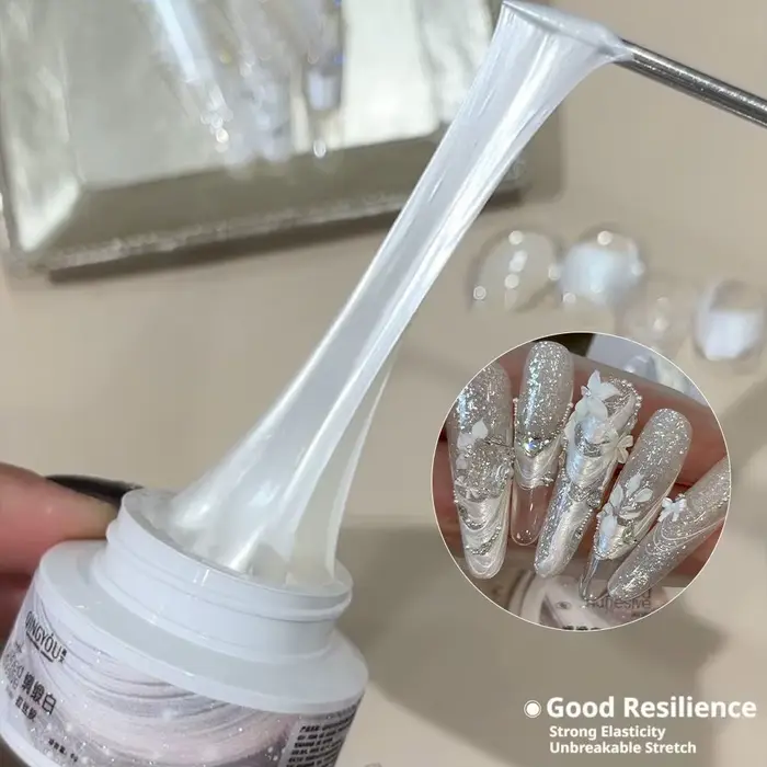 Gel extensible blanc soyeux pour ongles