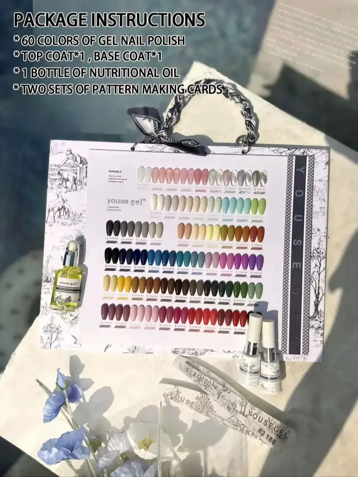 Kit de vernis gel pour salon de manucure, 60 couleurs de vernis gel, 3 limes à ongles, huile pour co