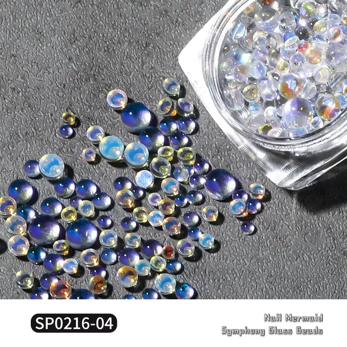 1 Boîte de Breloques pour Ongles Larmes de Sirène Arc-en-ciel