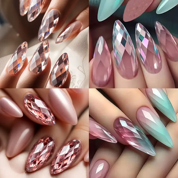 Faux ongles 3D en forme de diamant
