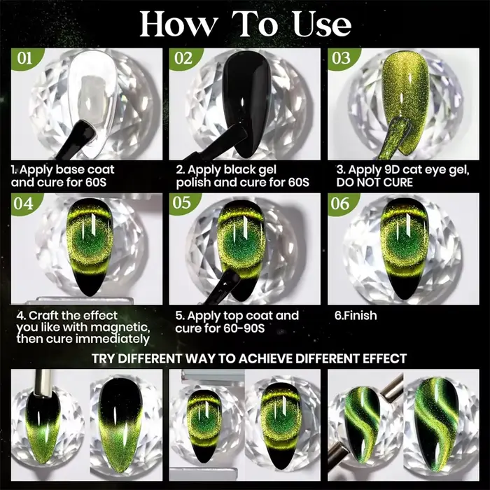 Vernis à ongles Gel œil de chat vert 10ML vernis Gel à tremper cristal galaxie Gel oeil de chat adapté aux Salons de manucure Nail Art