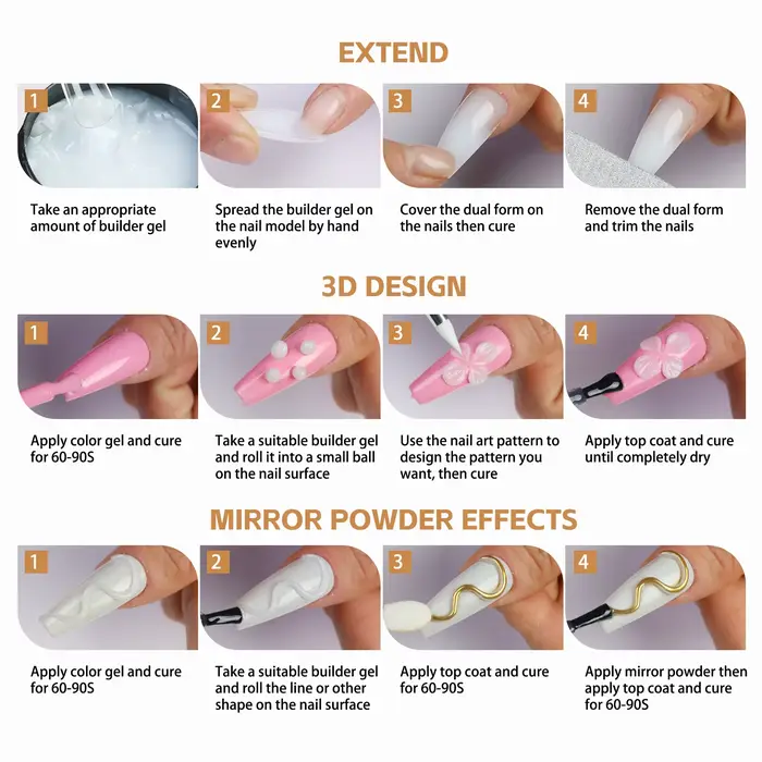 100g blanc clair antiadhésif Extension de main Gel pour ongles 3D façonnage sculpture Nail Art solid