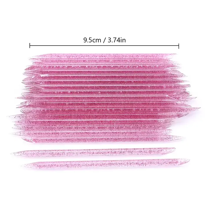 10/50/100 pièces bâton de cristal réutilisable Double extrémité Nail Art poussoir à cuticules outil 
