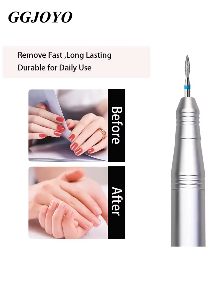 Jeu de forets à ongles pour cuticules en diamant en forme de flamme, forets de manucure professionne
