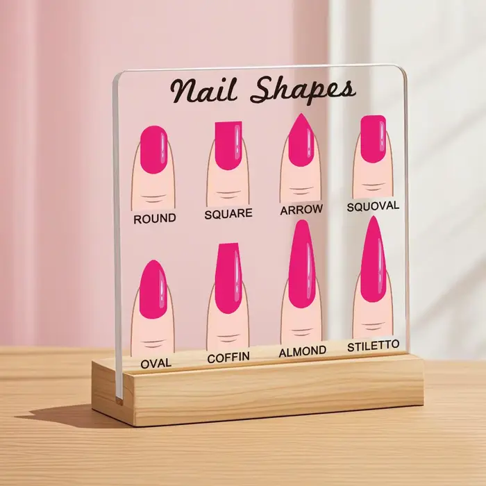 Panneau d'affichage de formes d'ongles rose vif