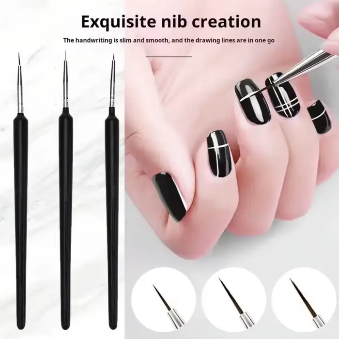 LULAA – ensemble de 3 pinceaux pour nail art