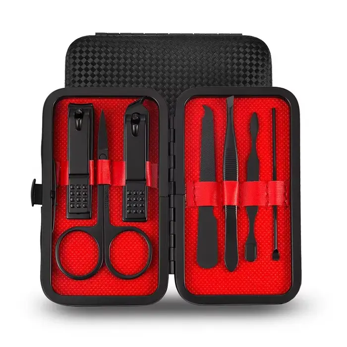 Kit de Manucure Professionnelle en Acier Inoxydable, Coupe-Ongles avec Cuir, Portable, 7/10/12/18/20