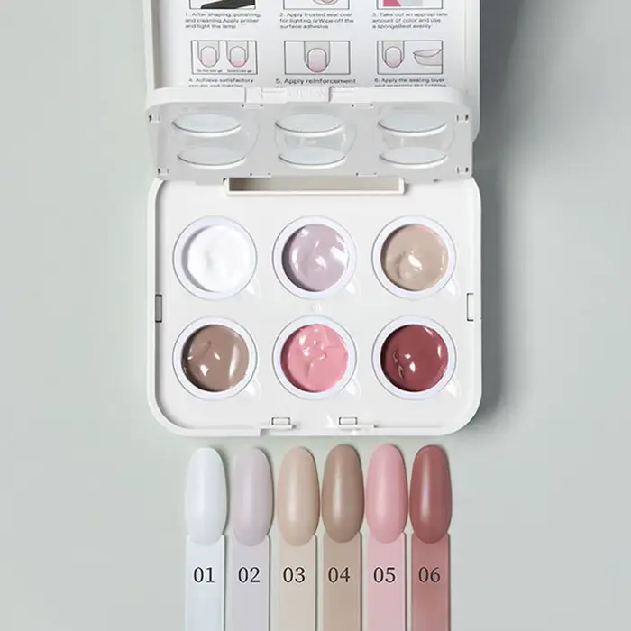 Vernis à ongles gel 6 couleurs rose effet patiné avec coussin d'air