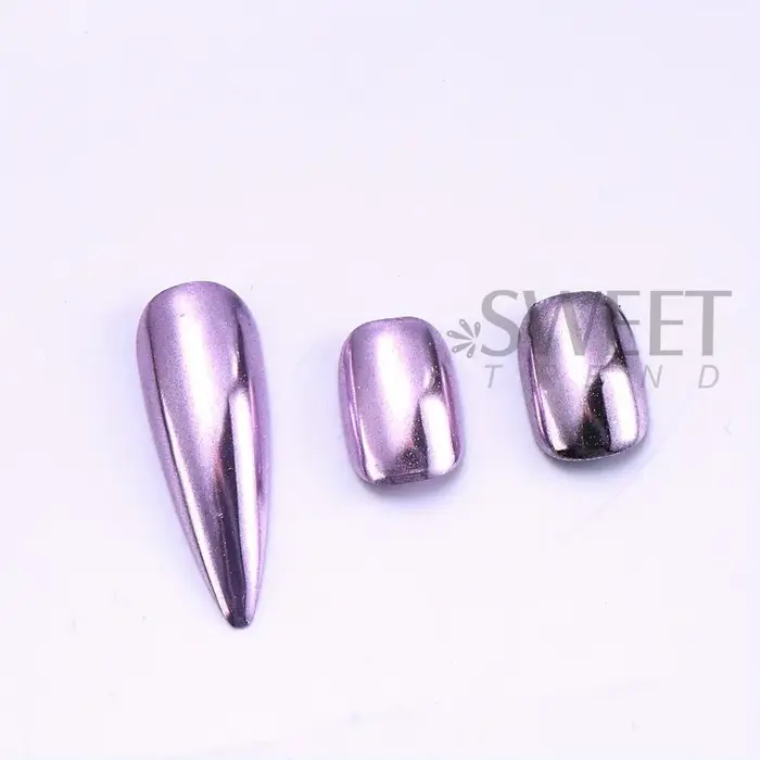 Poudre à ongles chromée miroir violet