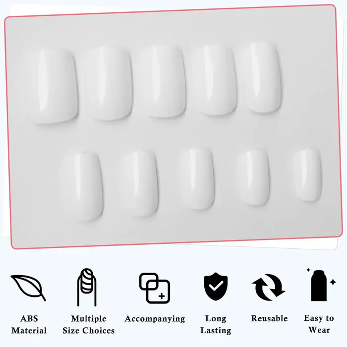 120 pièces/boîte blanc pur presse sur ongles 10 tailles court carré couverture complète faux