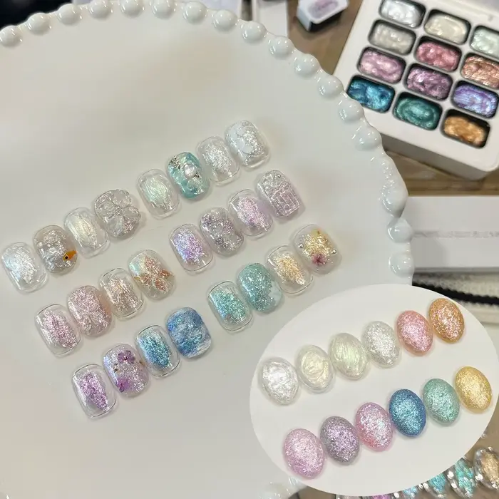 Nouveau Gel Polish Sans Rinçage 12 Couleurs 2026 pour Nail Art avec Finition Texturée Effet Opale – Fournitures pour Ongles