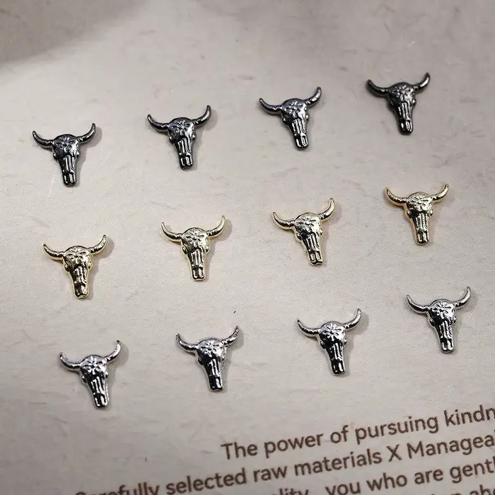 Mélange de breloques pour ongles Cowboy occidental, 30 pièces, décorations d'ongles rétro tête de ta
