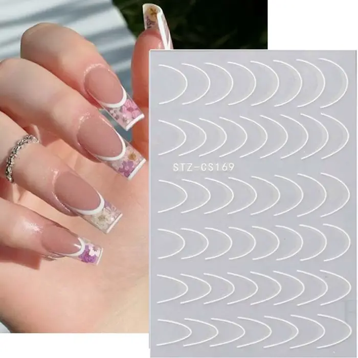 Feuilles Autocollantes à Motif Géométrique de Style Français pour Ongles