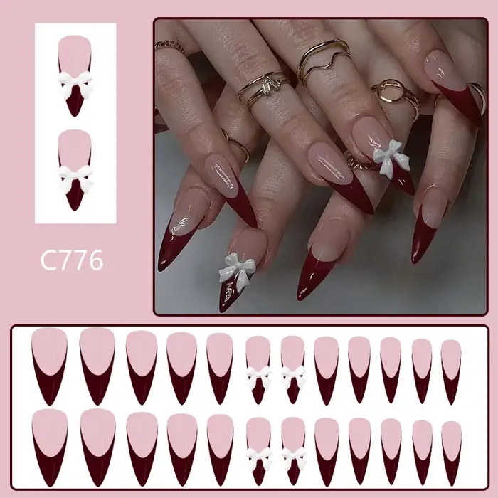 24 pièces doux amour presse sur ongles cadeau de saint valentin pour les filles portable faux