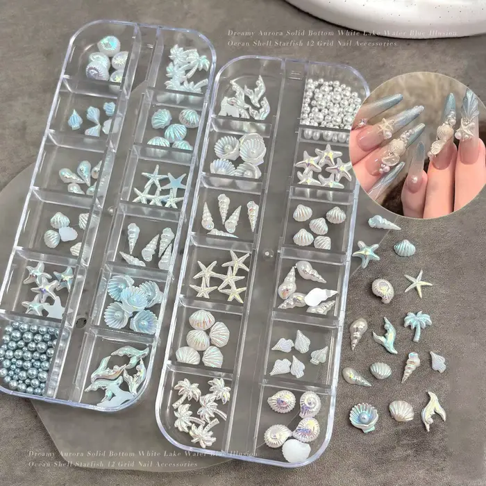 12 grilles de breloques 3D pour ongles