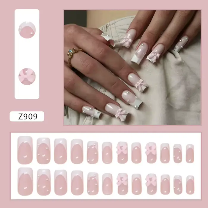 Faux ongles de ballet à presser avec motif de fleurs