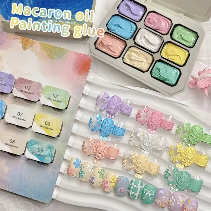 Kit Complet de Gel Peinture à l'Huile Macaron 9 Couleurs - Gel